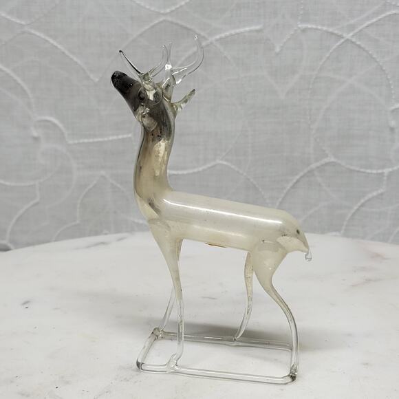 VTG Bimini Reindeer 4.5” Silver Gray Mercury Glass Set of 3 Germany Delicate - Picture 4 of 16